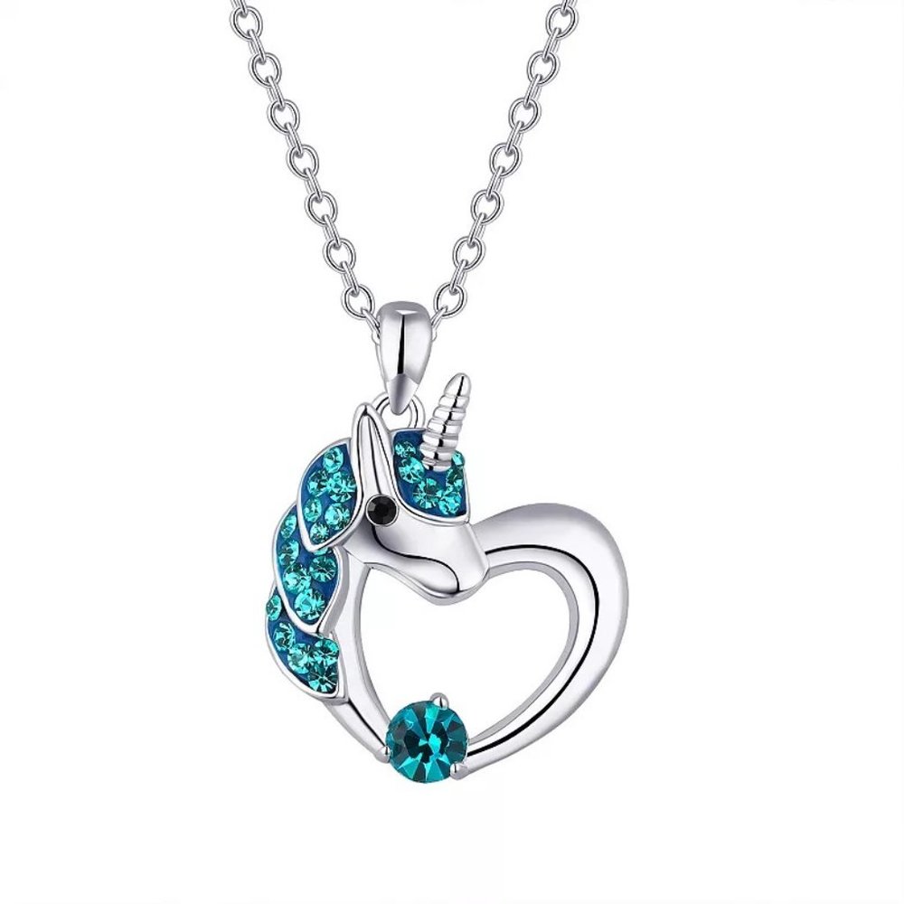 Crystal Collective Silver Plated Unicorn Crystal December Birthstone Necklace